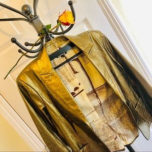 Rozae Nichols Leather Jacket L  Bronze Metallic
